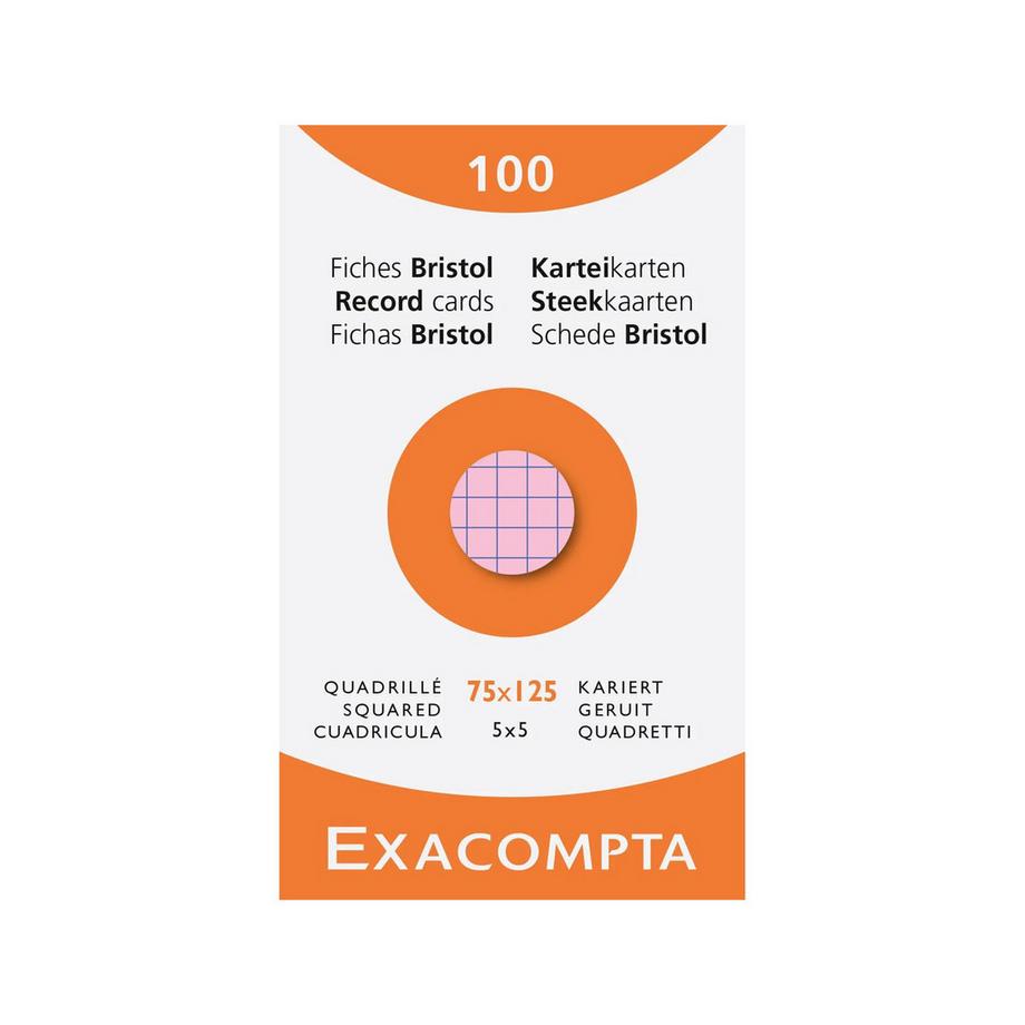 Confezione 100 cartoncini bristol a quadretti non perforati 75x125mm - x 10