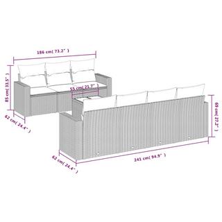 VidaXL Ensemble de canapés de jardin rotin synthétique  