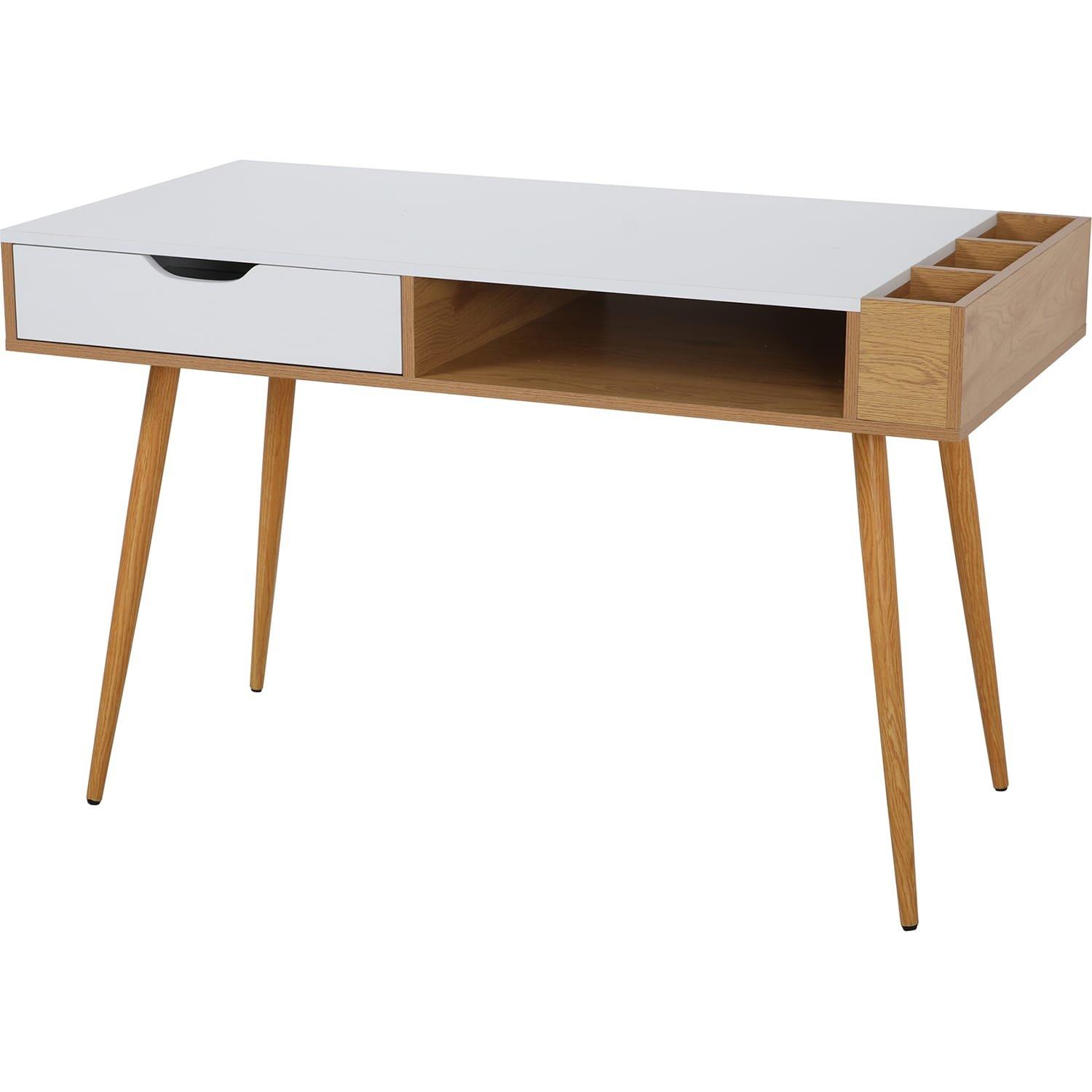 Image of Schreibtisch mit Melamindekor weiss natur Schreibtisch mit Melamindekor weiss natur