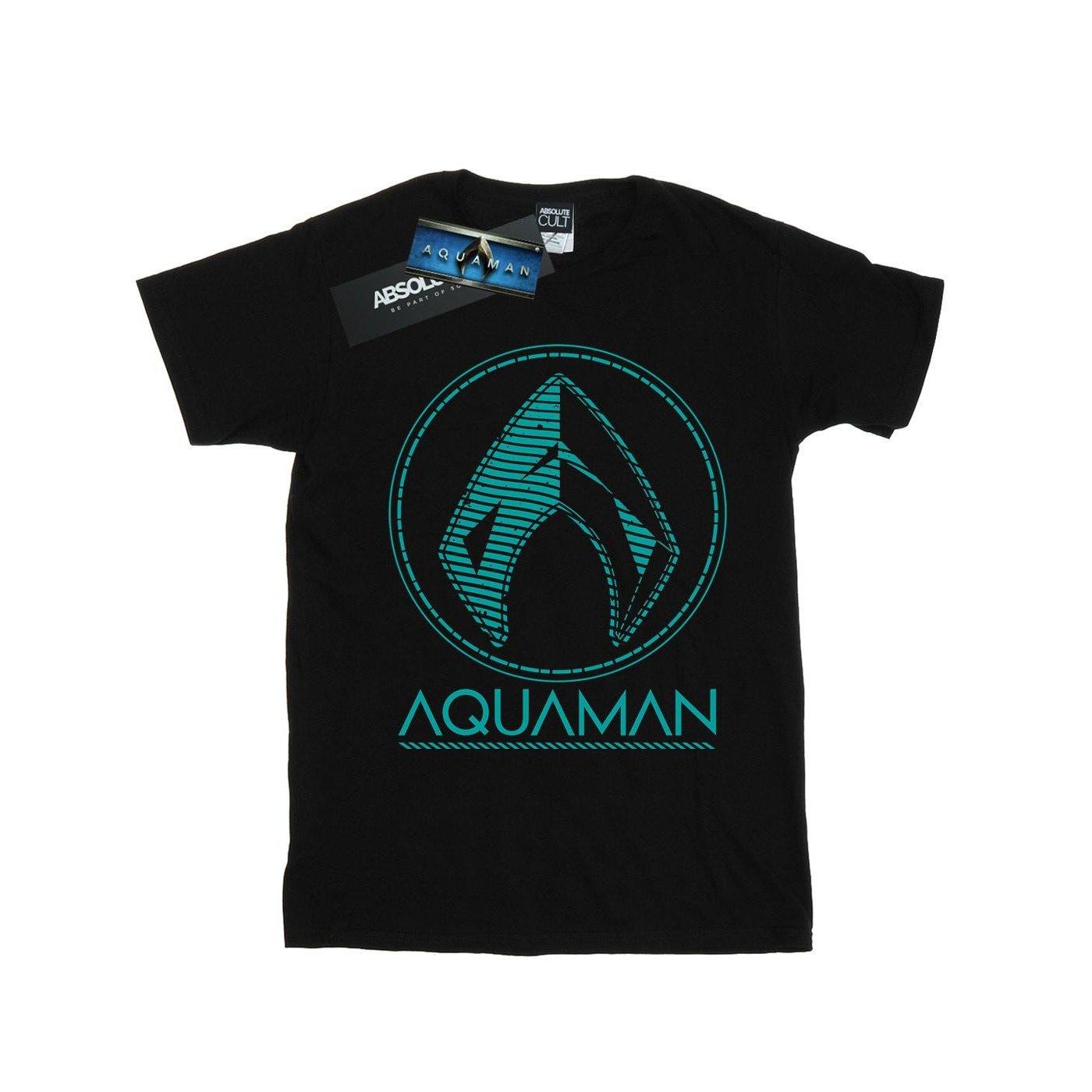 Image of Aquaman Aqua Logo Tshirt Herren Schwarz S