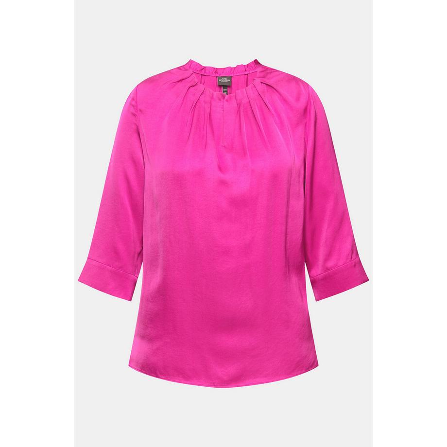 Ulla Popken Bluse gekräuselter Ausschnitt 3/4-Arm  
