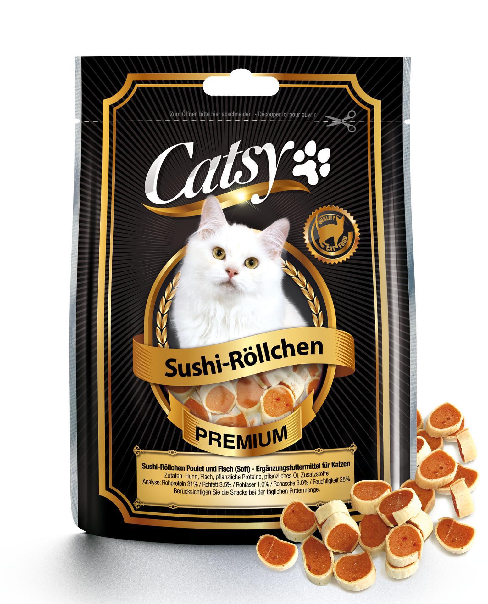 CATSY  snack pour chats rouleaux de Sushi poulet & poisson 