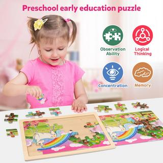 Activity-board  Puzzle Einhorn Prinzessin Teile Kinder Holzpuzzle, Vorschule Lernspielzeug 