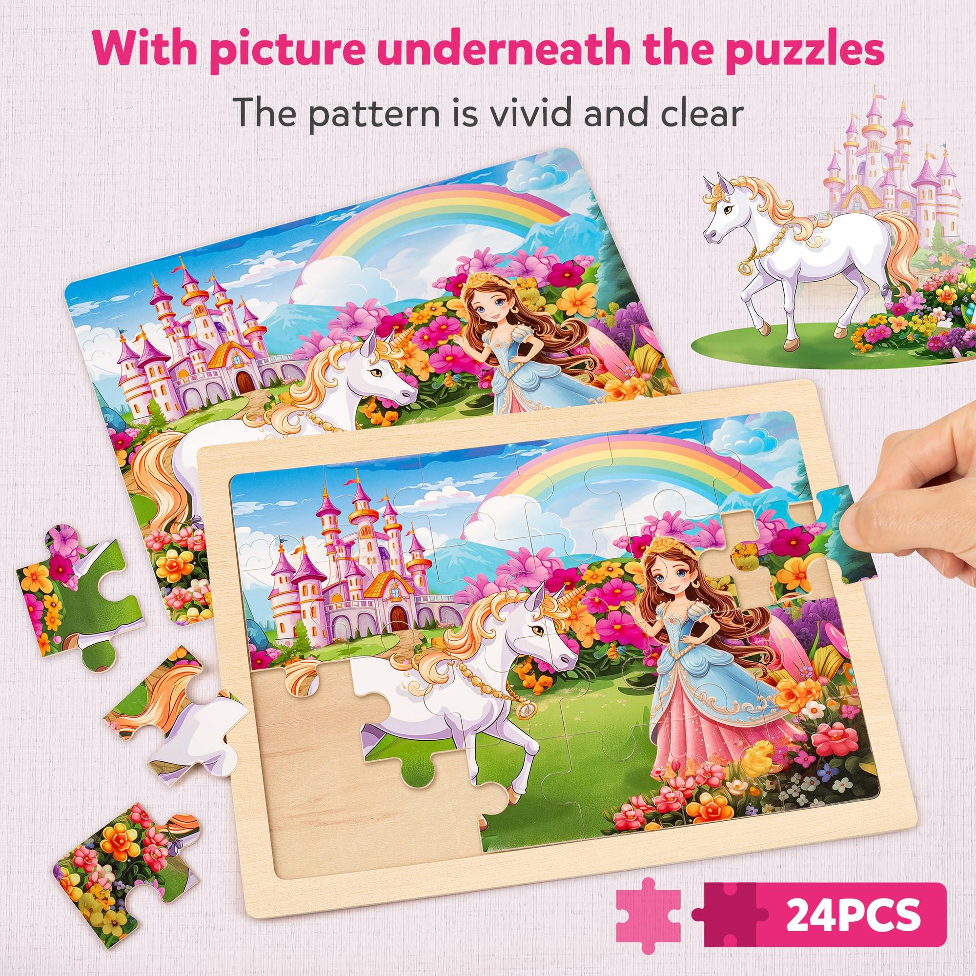 Activity-board  Puzzle Einhorn Prinzessin Teile Kinder Holzpuzzle, Vorschule Lernspielzeug 