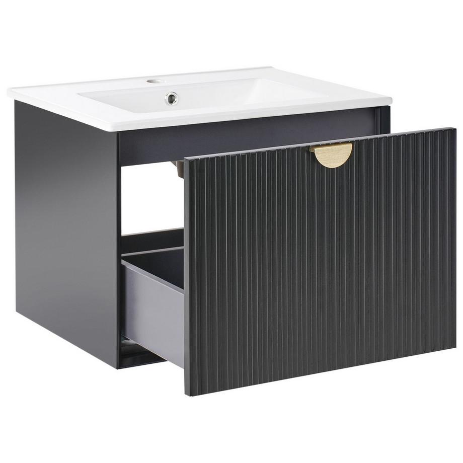Beliani Wandmontierter Waschtischunterschrank mit Waschbecken aus MDF-Platte Modern BONAIRE  