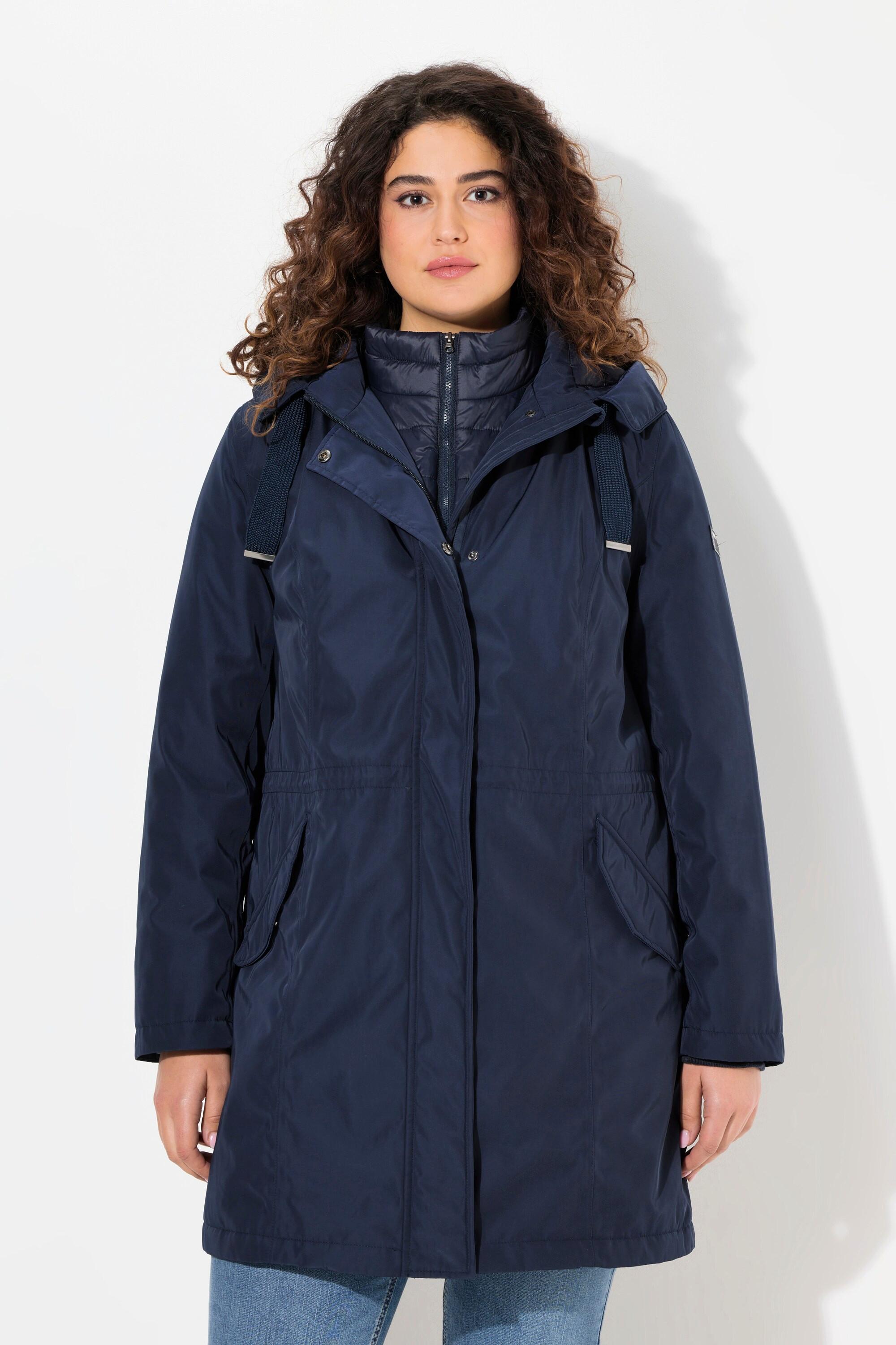Ulla Popken Performance Parka Collo Alto Cappuccio Riciclato  