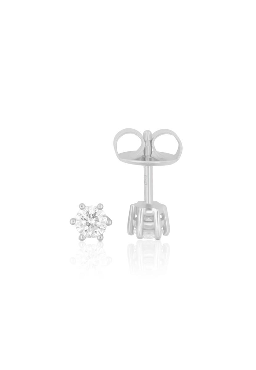 MUAU Schmuck  Clous d'oreilles solitaires 6 poignées en or blanc 750 diamants 0,34ct. 6mm 