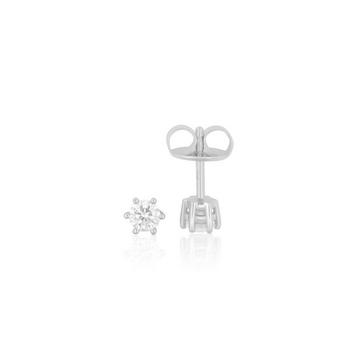 Clous d'oreilles solitaires 6 poignées en or blanc 750 diamants 0,34ct. 6mm