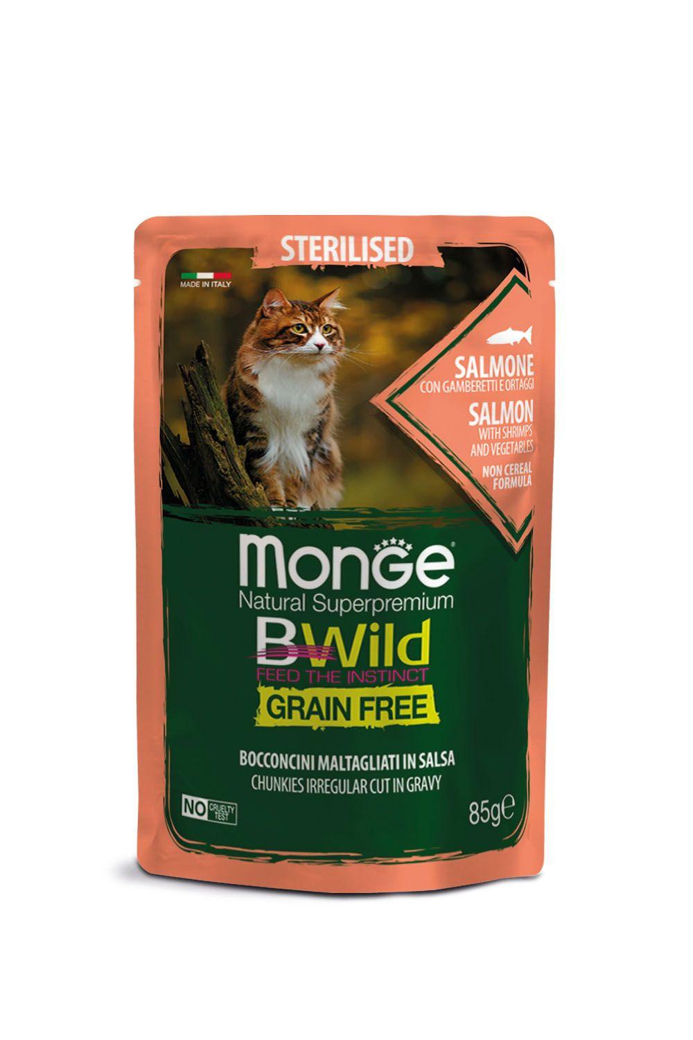 Monge  BWild per Gatto Sterilizzato Salmone - Multipack 