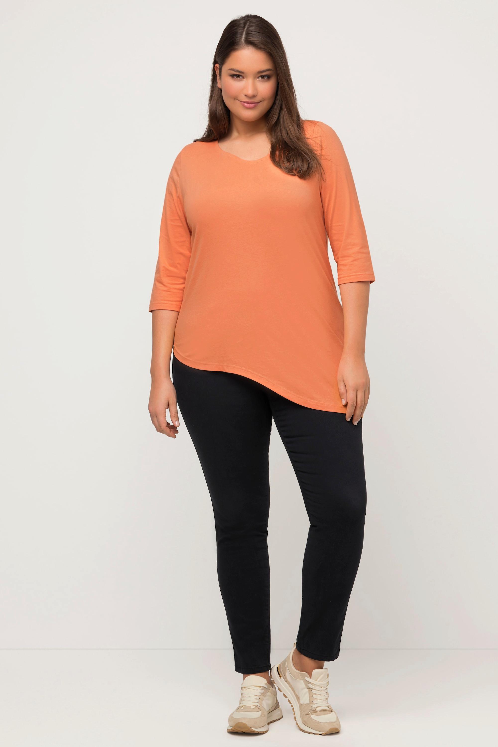 Ulla Popken  Shirt, Rundhals, 3/4-Arm, Biobaumwolle 