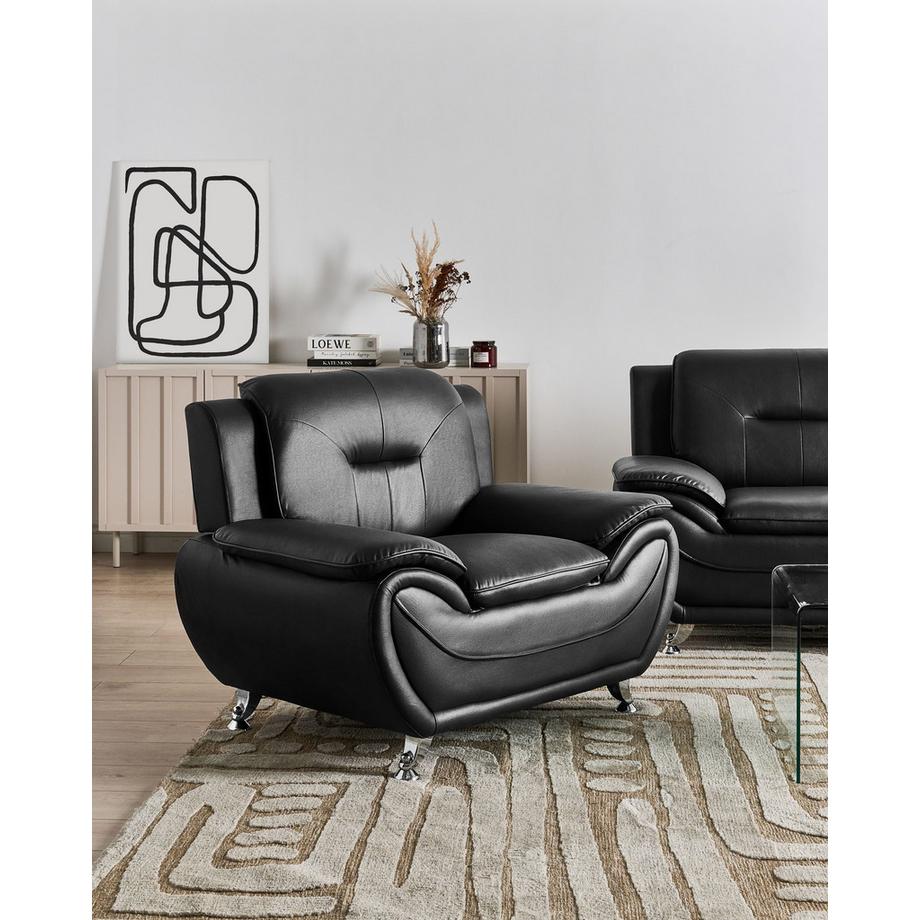 Beliani Fauteuil en Cuir écologique vegan Glamour LEIRA  
