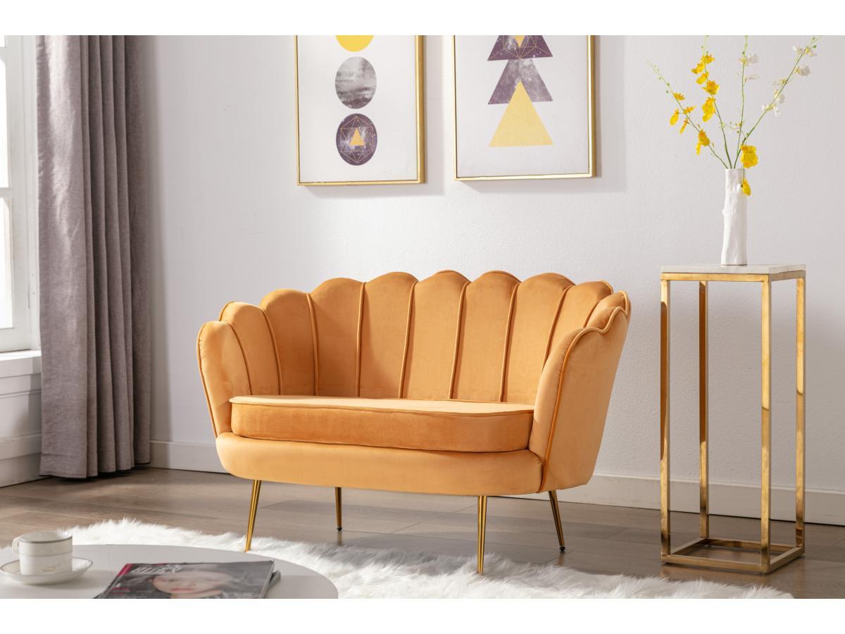 PASCAL MORABITO Divano 2 posti conchiglie in Velluto Giallo senape - DANDELION di Pascal Morabito  