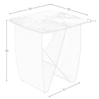 ANGEL CERDA Quadratischer Ecktisch aus Porzellanmarmor und Stahl in Taupe-Metallic  