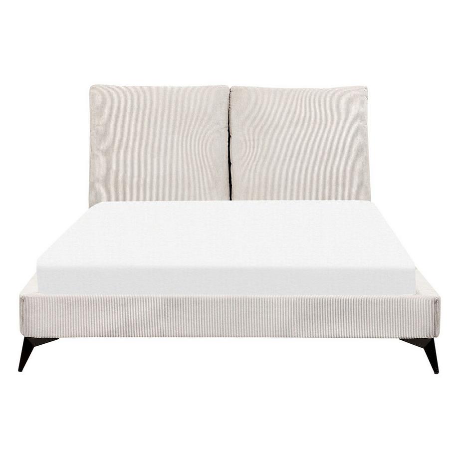 Beliani Lit avec sommier en Velours côtelé Scandinave MELLE  