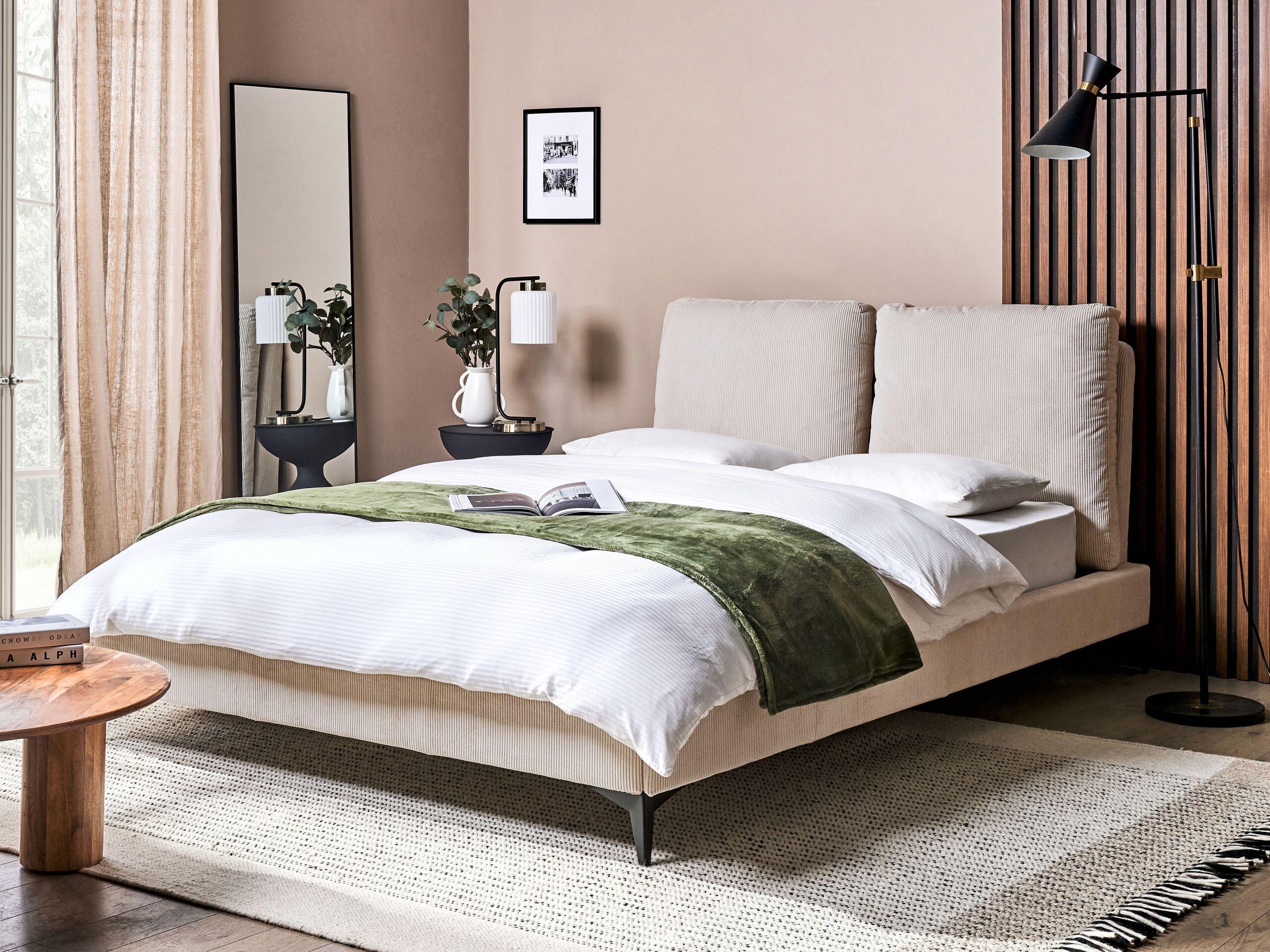 Beliani Letto con rete a doghe en Velluto a coste Scandinavo MELLE  