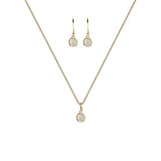 Elli  Ensemble de Bijoux Femmes Pendentif Rond Set Pendentif D'oreilles Avec Pierre De Lune 