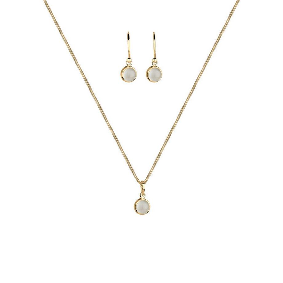 Elli  Schmuckset Kette Hänger Mondstein Edelstein Chic 