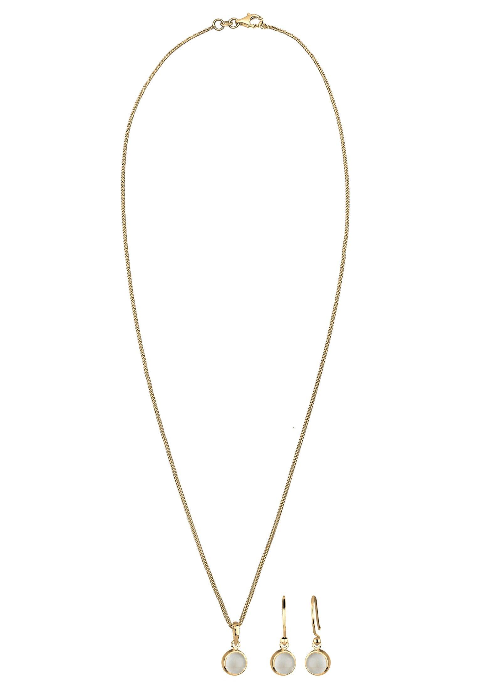 Elli  Ensemble de Bijoux Femmes Pendentif Rond Set Pendentif D'oreilles Avec Pierre De Lune 