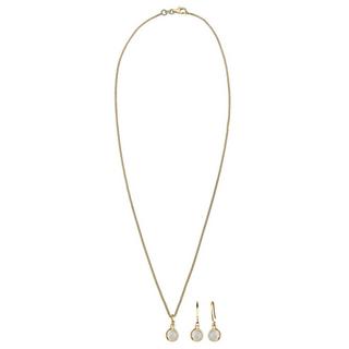 Elli  Ensemble de Bijoux Femmes Pendentif Rond Set Pendentif D'oreilles Avec Pierre De Lune 