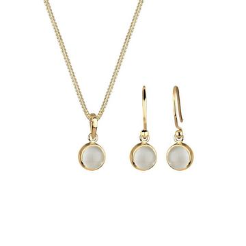 Ensemble de Bijoux Femmes Pendentif Rond Set Pendentif D'oreilles Avec Pierre De Lune