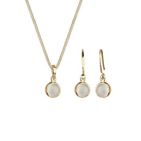 Elli  Ensemble de Bijoux Femmes Pendentif Rond Set Pendentif D'oreilles Avec Pierre De Lune 