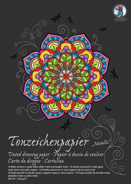 Image of URSUS Tonzeichenpapier-Block A3 2154098SE 130g. metallic ass. 10 Blatt URSUS Tonzeichenpapier-Block A3 2154098SE 130g. metallic ass. 10 Blatt