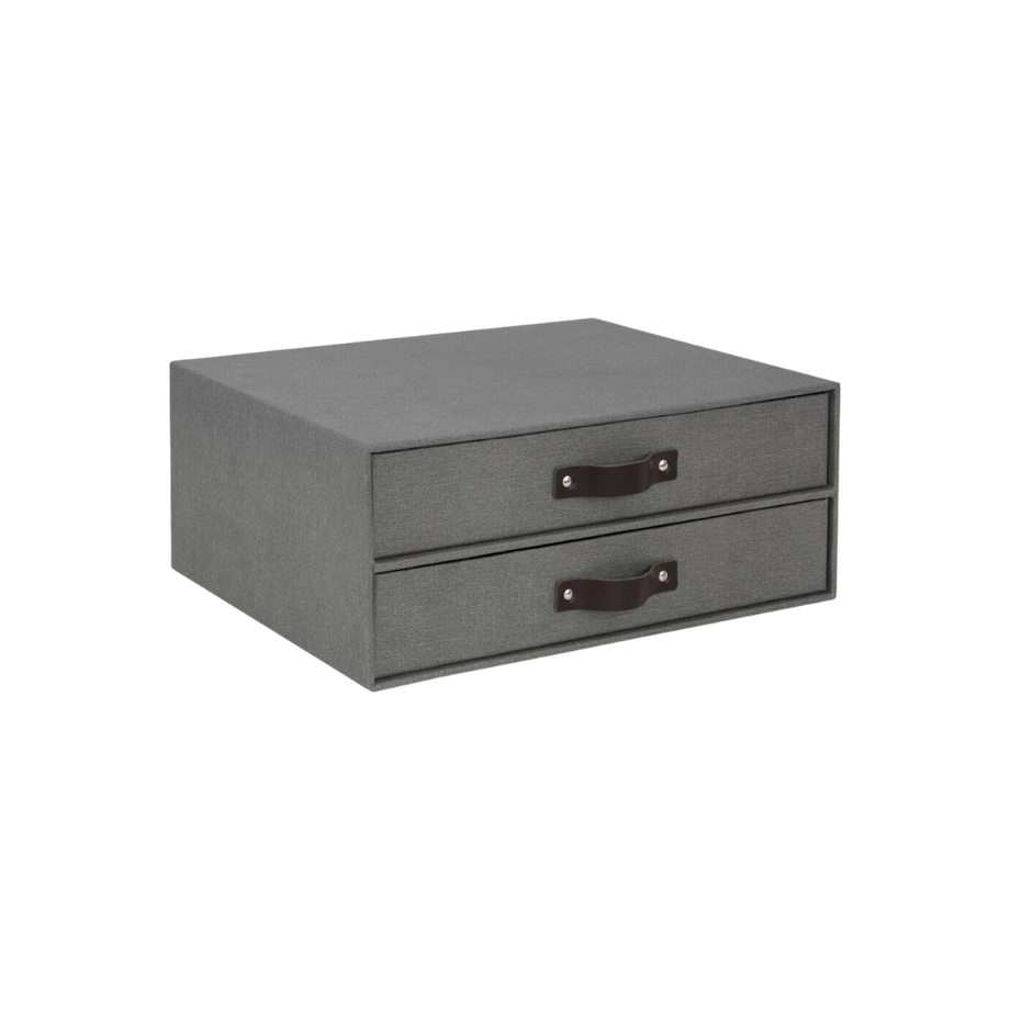 Bigso Box of Sweden BIRGER Schubladenbox 2 Fächer   Grau Canvas  