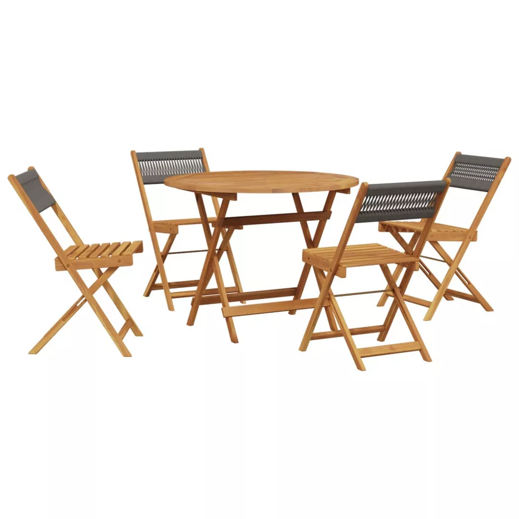 vidaXL 5-delige Tuinset polypropeen en massief hout grijs3281770