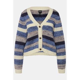 Ulla Popken  Cardigan corto con righe, scollo a V e maniche lunghe 