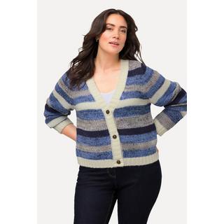 Ulla Popken  Cardigan corto con righe, scollo a V e maniche lunghe 