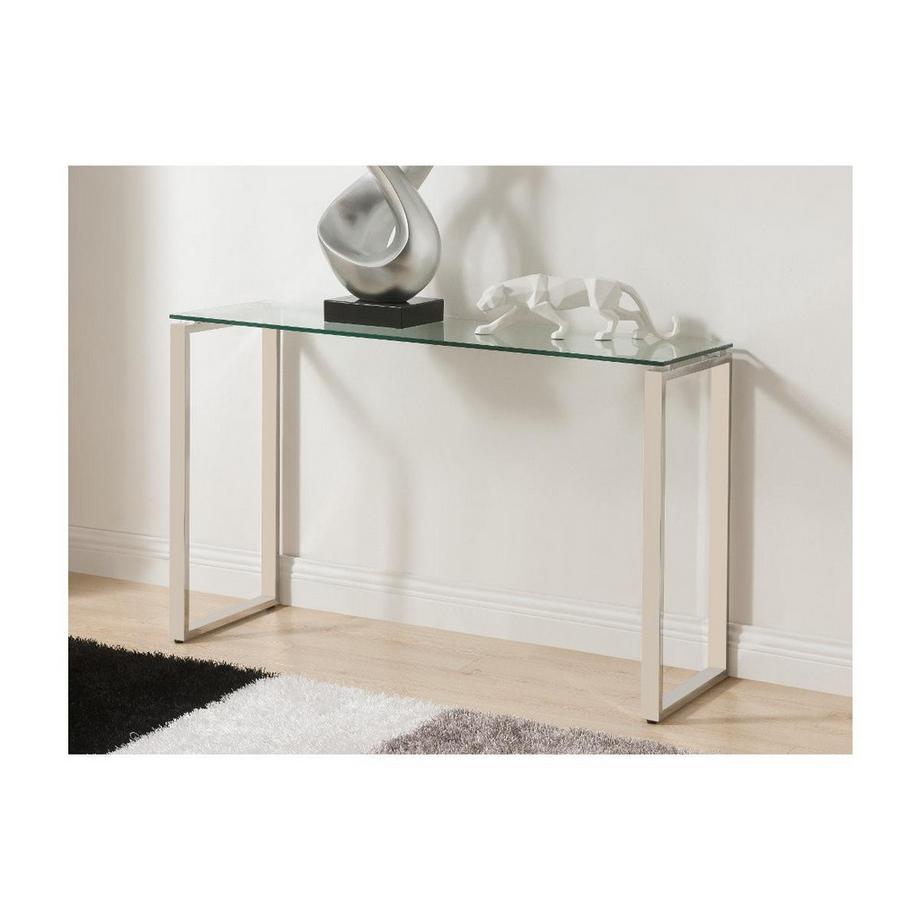 Vente-unique Console in Vetro temperato e metallo cromato FREYA  