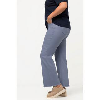 Ulla Popken  Jean coloré Mary, bord effiloché, jambes larges, coton bio 