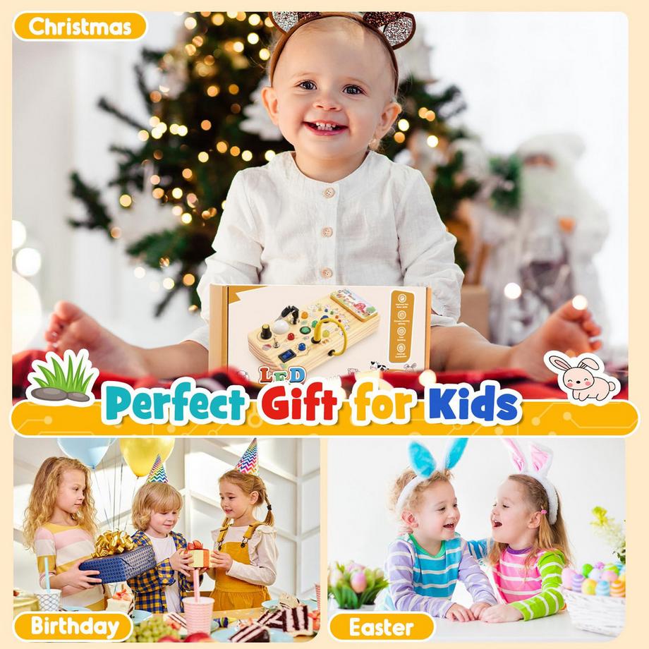 Activity-board  Kinderspielzeug Busy Board Holzspielzeug LED-Lichtschalter Spielzeug, Lernspielzeug 