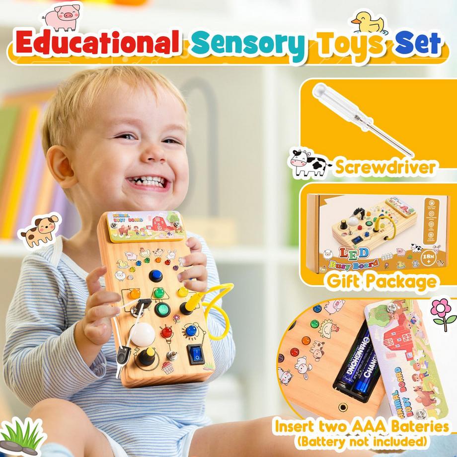 Activity-board  Kinderspielzeug Busy Board Holzspielzeug LED-Lichtschalter Spielzeug, Lernspielzeug 