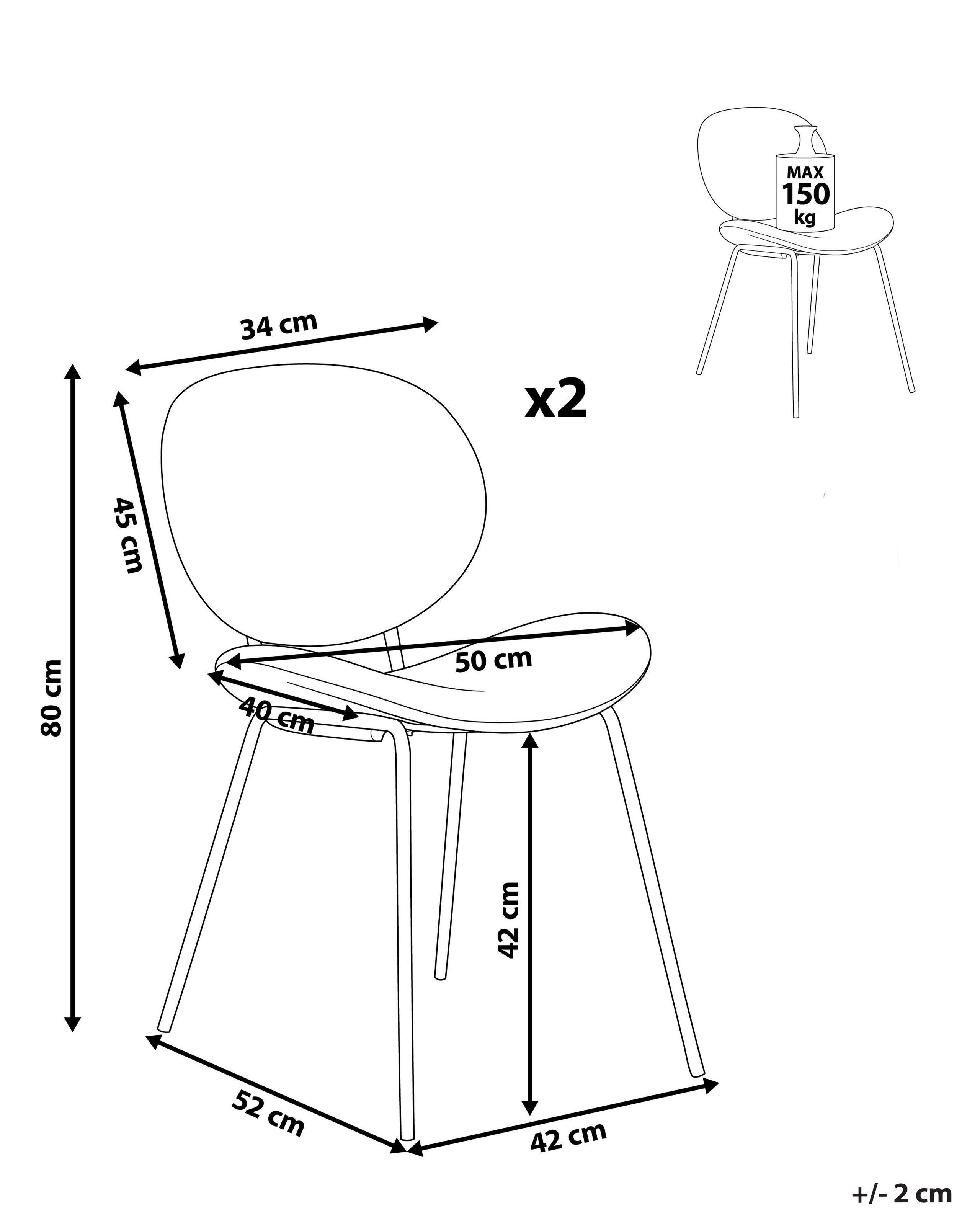 Beliani Lot de 2 chaises en Bouclé Traditionnel LUANA  