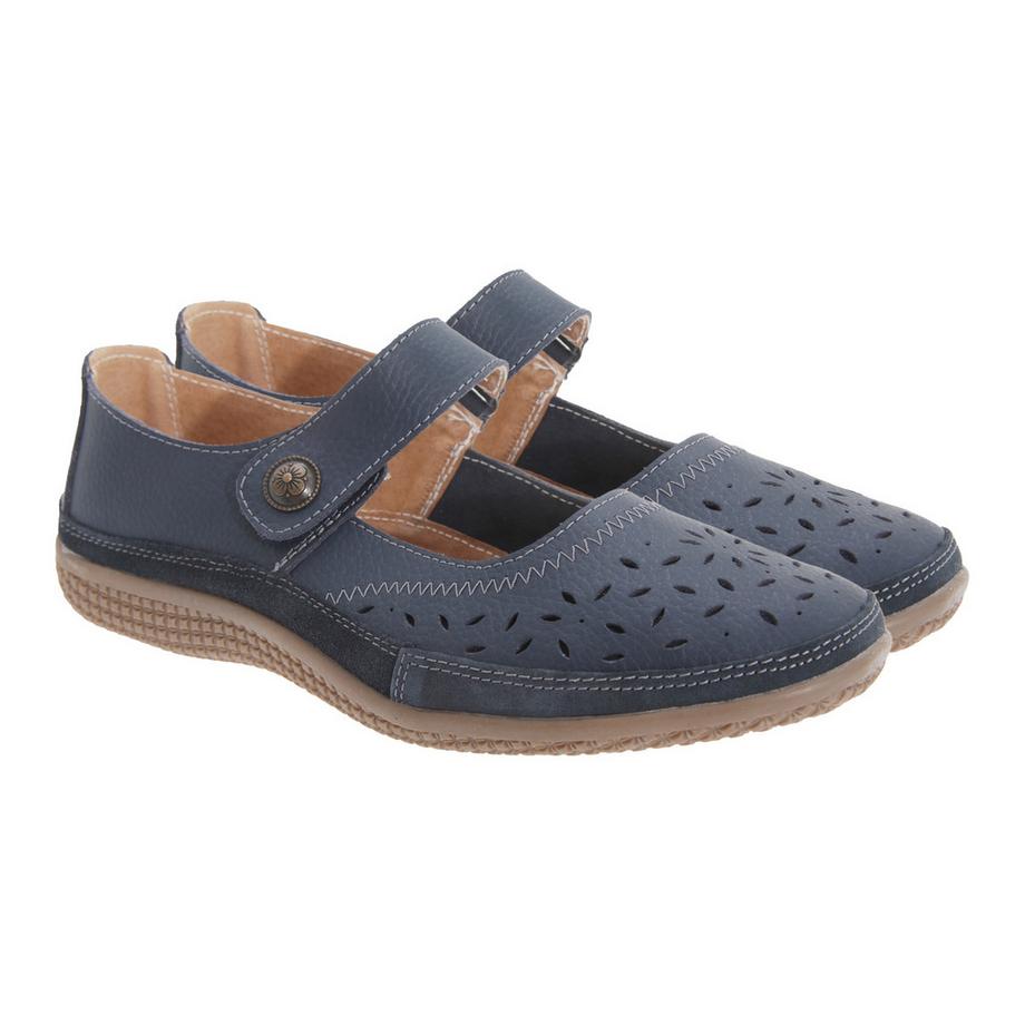 Boulevard de beauté Sommer Maryjaneschuhe mit Lochmuster und Klettverschluss Weite Passform  