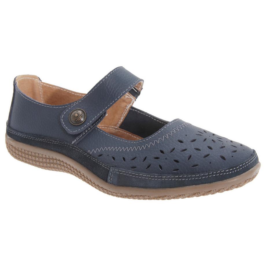 Sommer Maryjaneschuhe Mit Lochmuster Und Klettverschluss, Weite Passform