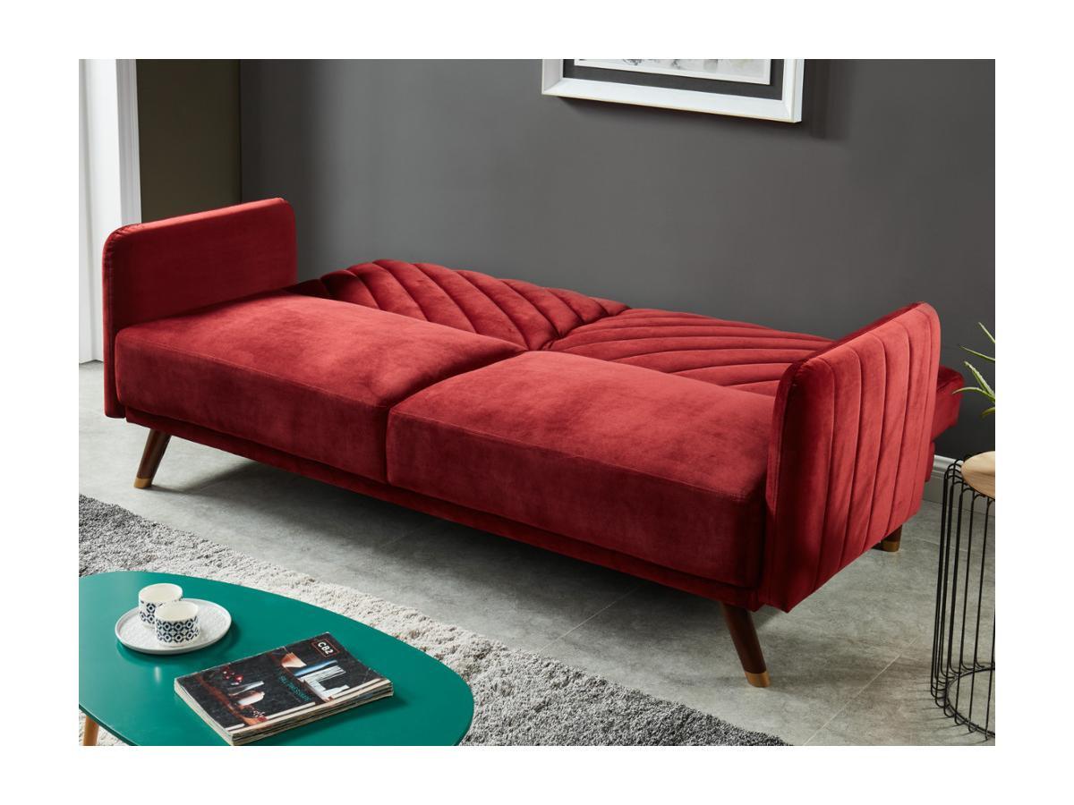 Vente-unique Divano letto clic clac 3 posti in velluto Rosso JORIS  