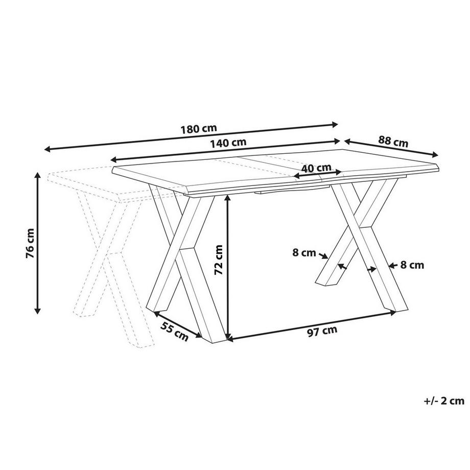 Beliani Table de salle à manger extensible Industriel BRONSON  
