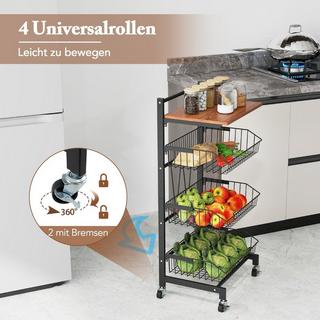 Northix Servierwagen mit Rollen Gemüseregal mit ausziehbaren Körben 40 x 31 x 88 cm  