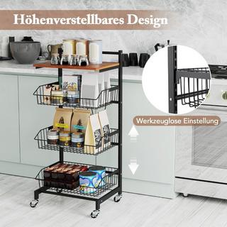 Northix Servierwagen mit Rollen Gemüseregal mit ausziehbaren Körben 40 x 31 x 88 cm  