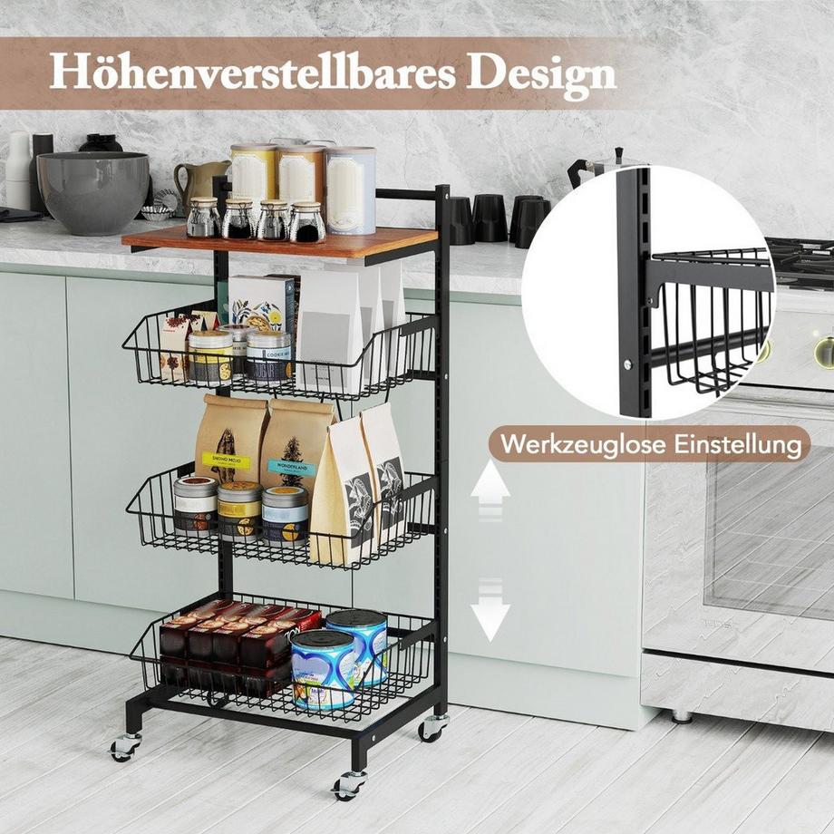 Carrello di servizio con ruote Portaverdure con cestelli estraibili 40 x 31 x 88 cm