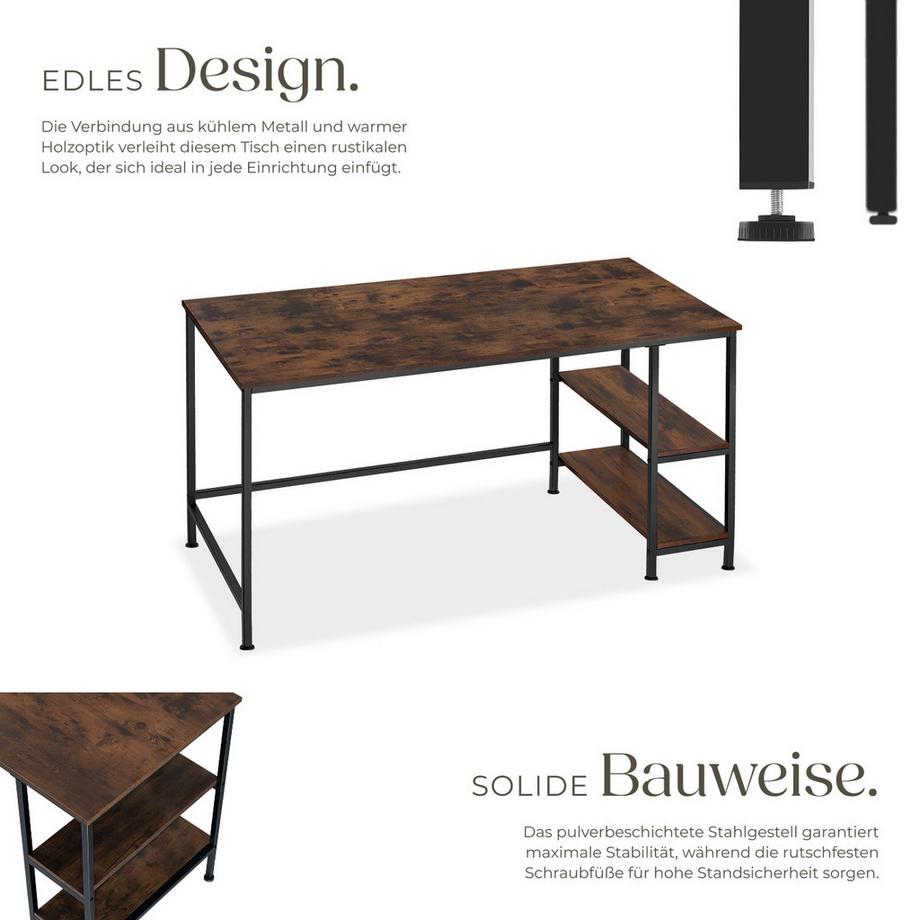 Tectake Computer-Schreibtisch Canton Industrial Style Holz und Stahl  