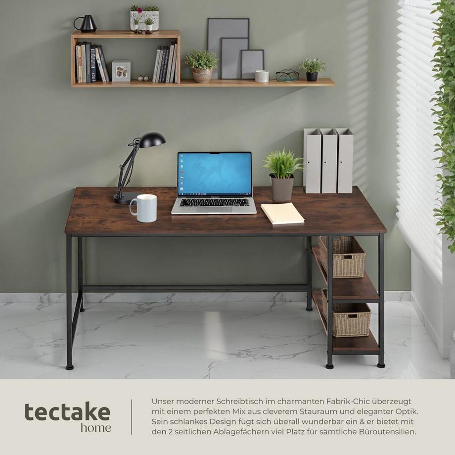 Tectake Computer-Schreibtisch Canton Industrial Style Holz und Stahl  