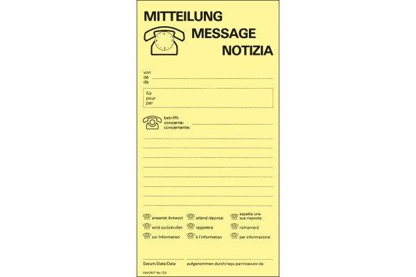 Favorit FAVORIT Gesprächstnotiz D/F/I 133 GELB gelb 10,5x20,2cm 60 Blatt  