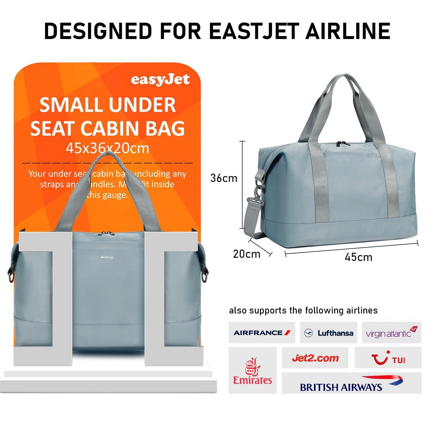 Only-bags.store  Sac de voyage Bagage à main grand, pour Easyjet Bagage à main pliable pour l'avion, sac de sport avec sac à eau amovible 