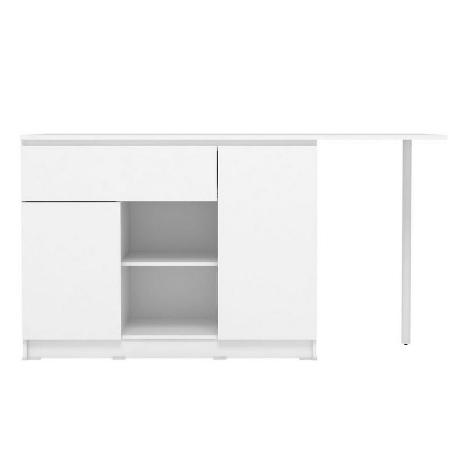 Vente-unique  Ilot central de cuisine avec 2 portes, 1 tiroir et 2 niches - Blanc - TUNORI 