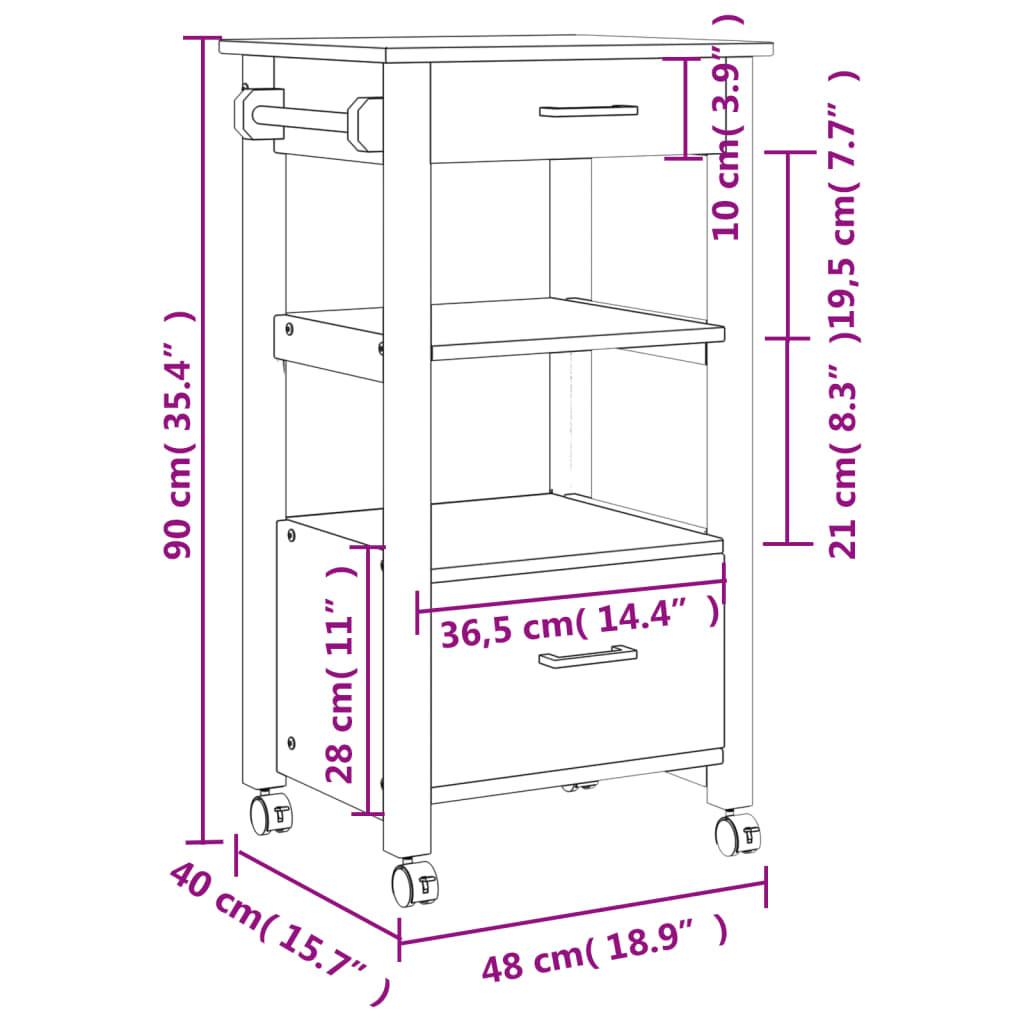 VidaXL carrello da cucina Legno di pino  