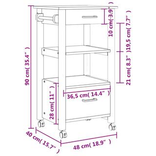 VidaXL carrello da cucina Legno di pino  