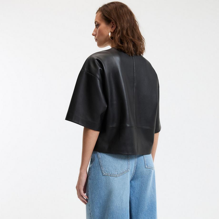 La Redoute Collections Kunstleder Rundhals 3/4 Arm Bluse  